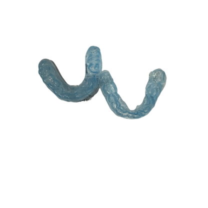 Blue plastic trays on a white background