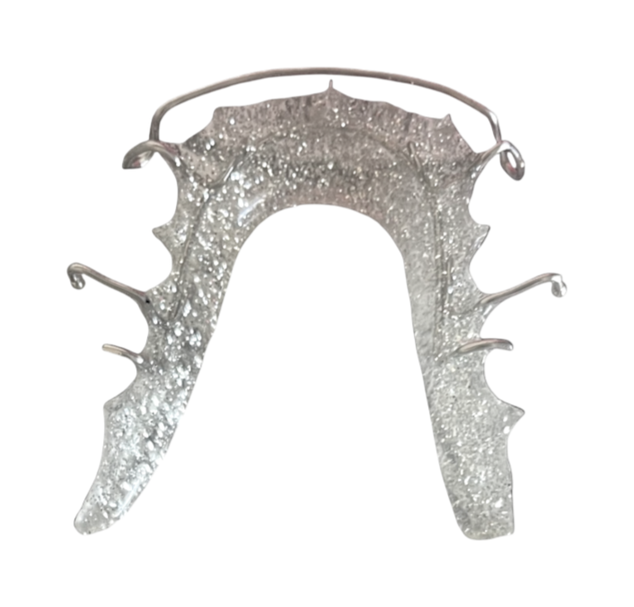 Lower silver retainer on a white background
