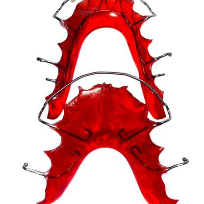 Red acrylic with wire on a white background 