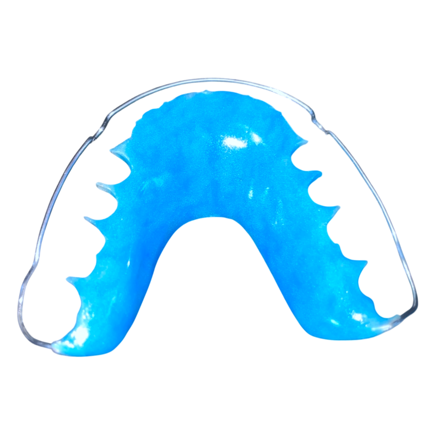 Blue mouthguard on a white background